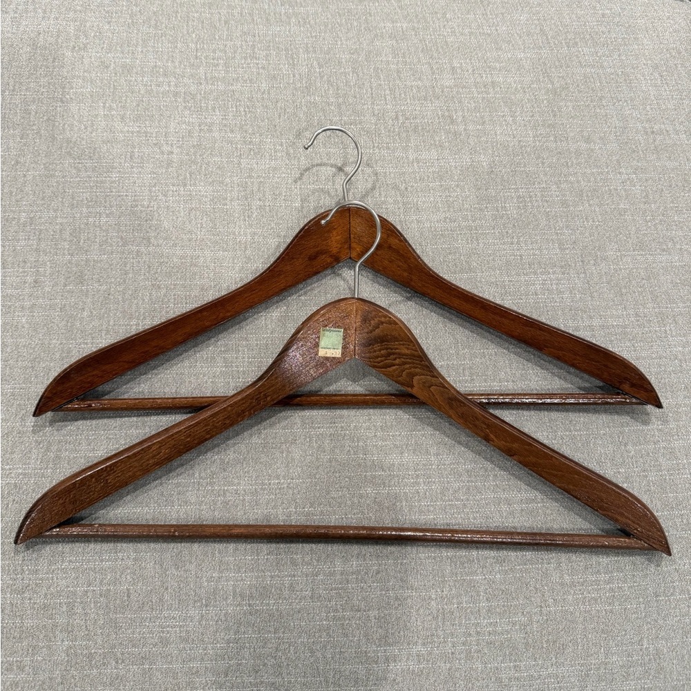 Vintage Set Of 2 Wooden Hangers Clothing Suit Dress Clothes